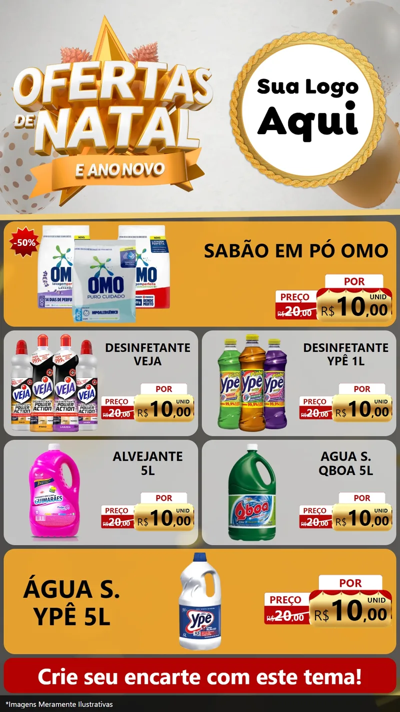Modelo de TV para TV Vertical com o tema Ofertas De Natal E Ano Novo para Produtos de Limpeza