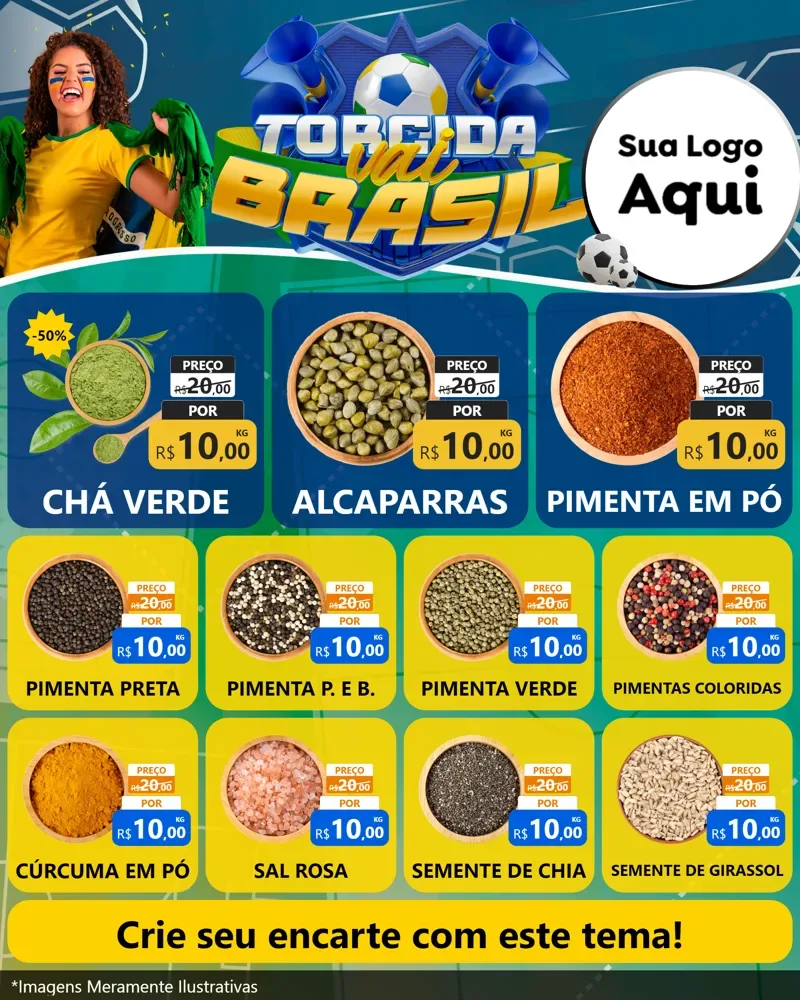 Modelo de Rede Social para Feed Instagram com o tema Torcida Vai Brasil - Copa para Produtos Naturais