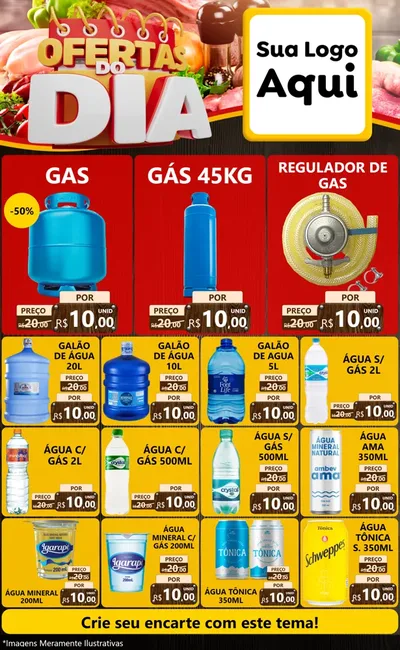 Modelo de Encarte para Encarte Grande com o tema Ofertas do Dia para Água e gás