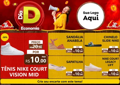Modelo de Encarte para Encarte A4 Horizontal com o tema Dia D Economia para Calçados