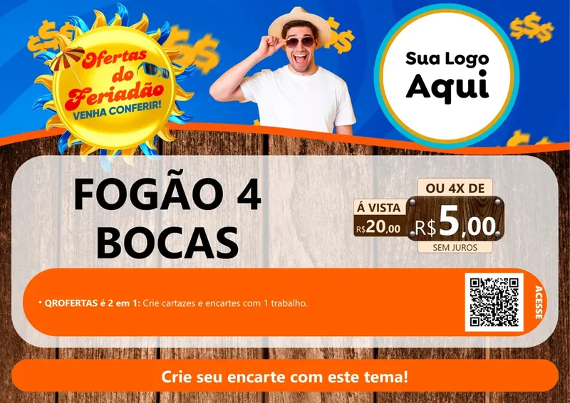 Modelo de Cartaz para Cartaz A4 Horizontal com o tema Ofertas do Feriadão para Móveis e Eletro