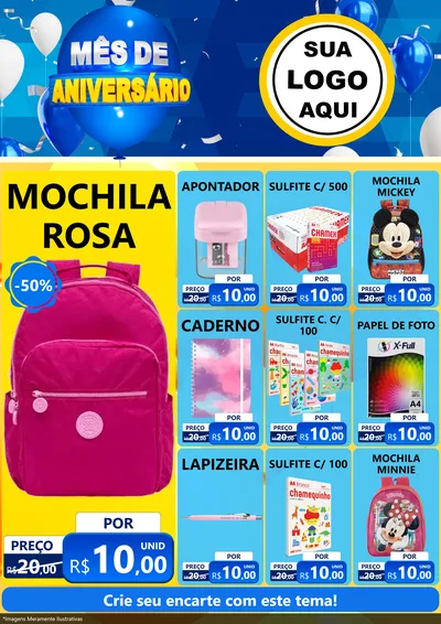 Modelo de Encarte para Encarte A4 Vertical com o tema Mês de Aniversário para Papelaria