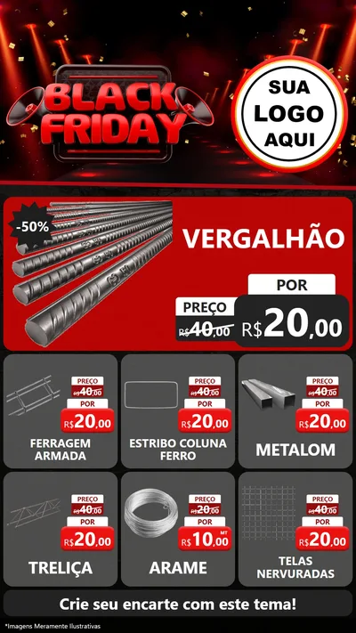 Modelo de Rede Social para Stories com o tema Black Friday para Ferragens