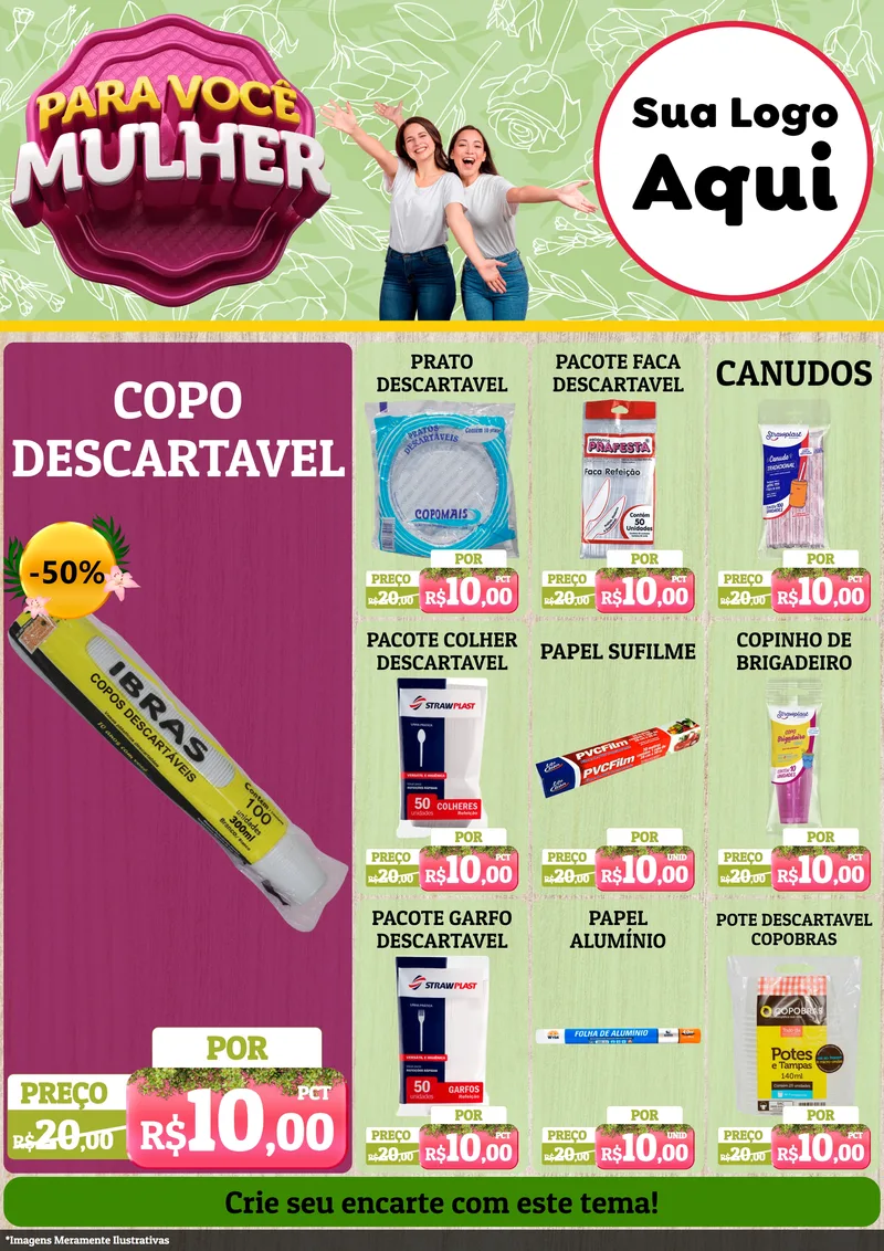 Modelo de Encarte para Encarte A4 Vertical com o tema Para Você Mulher para Embalagens