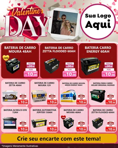 Modelo de Rede Social para Feed Instagram com o tema Valentine's Day para Baterias Elétricas