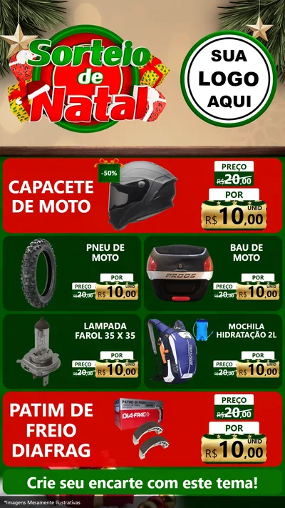 Modelo de TV para TV Vertical com o tema Sorteio de Natal para Moto peças