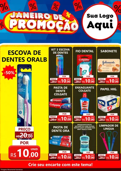 Modelo de Encarte para Encarte A4 Vertical com o tema Janeiro de Promoção para Higiene Pessoal