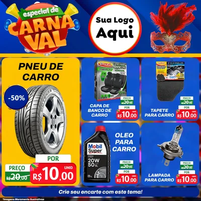 Modelo de Rede Social para Feed Facebook com o tema Especial de Carnaval para Auto peças