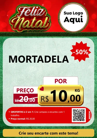 Modelo de Cartaz para Cartaz A4 Vertical com o tema Feliz Natal para Frios e Laticínios