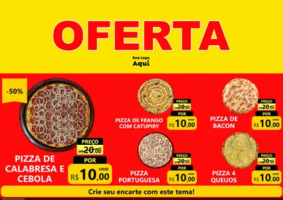 Modelo de Encarte para Encarte A4 Horizontal com o tema OFERTA - Vermelho Cartaz para Pizzaria