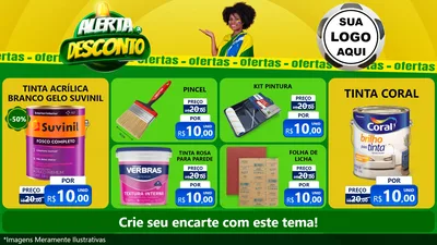Modelo de TV para TV Horizontal com o tema Alerta de Desconto para Tintas e Ferramentas