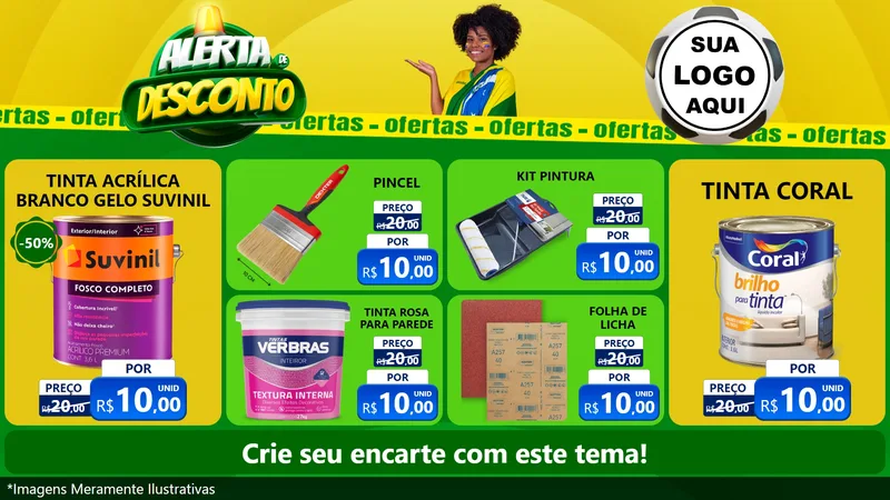 Modelo de TV para TV Horizontal com o tema Alerta de Desconto para Tintas e Ferramentas