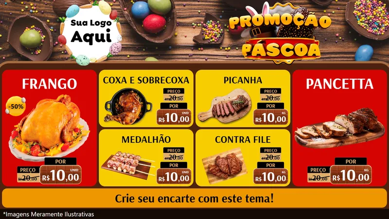 Modelo de TV para TV Horizontal com o tema Promoção Páscoa para Assados