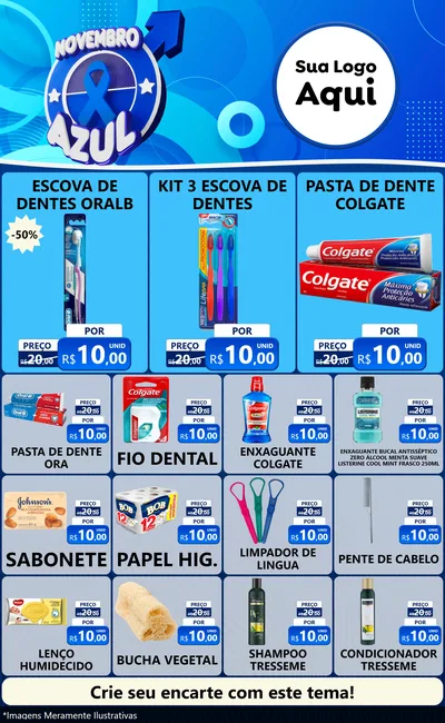 Modelo de Encarte para Encarte Grande com o tema Novembro Azul para Higiene Pessoal
