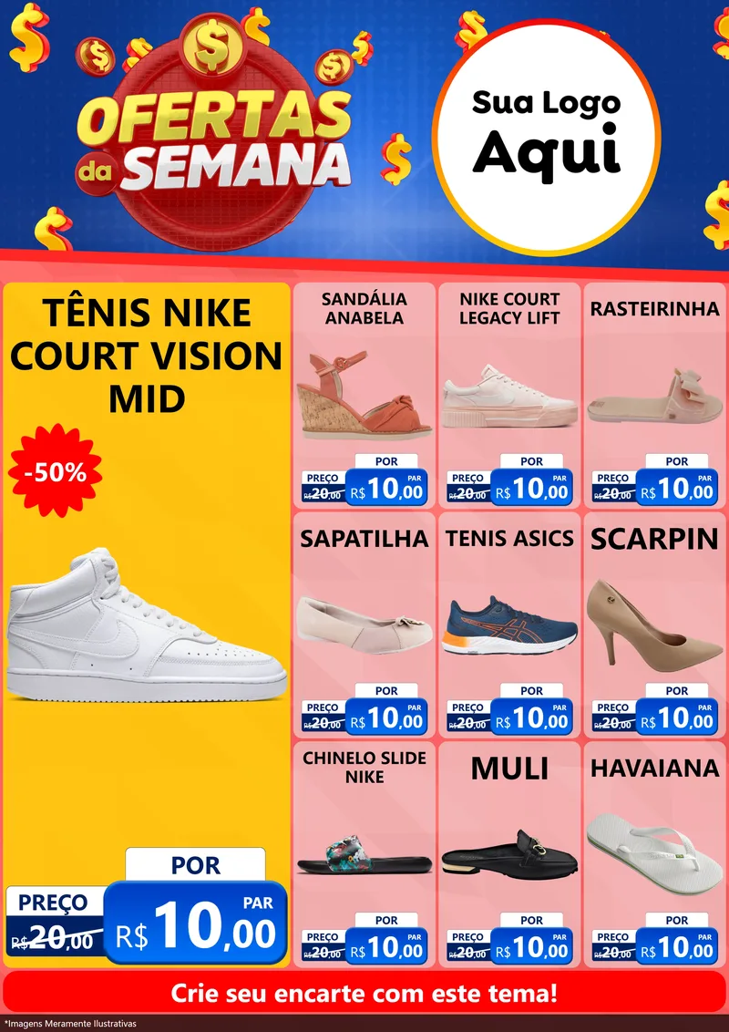Modelo de Encarte para Encarte A4 Vertical com o tema Ofertas Da Semana para Calçados