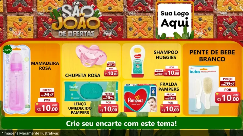Modelo de TV para TV Horizontal com o tema São João de Muitas Ofertas - Junina para Bebês