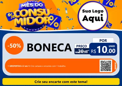 Modelo de Cartaz para Cartaz A4 Horizontal com o tema Mês do Consumidor para Brinquedos