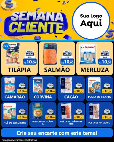 Modelo de Rede Social para Feed Instagram com o tema Semana do Cliente para Peixaria