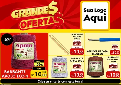Modelo de Encarte para Encarte A4 Horizontal com o tema Grandes Ofertas para Armarinho e Aviamentos