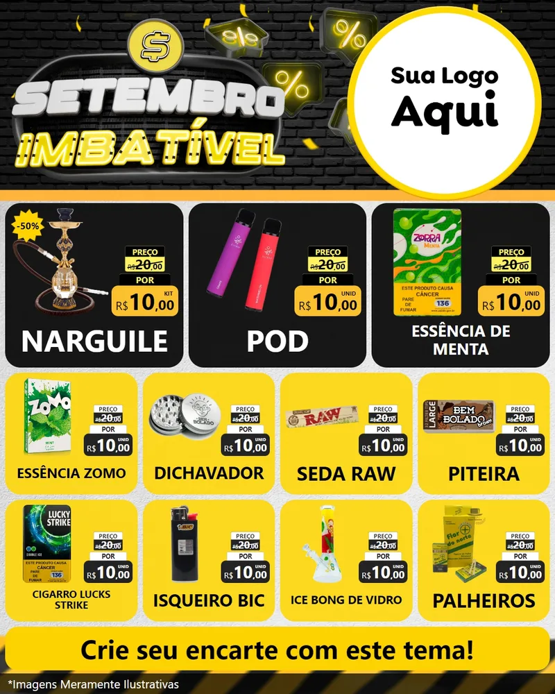 Modelo de Rede Social para Feed Instagram com o tema Setembro Imbatível para Tabacaria