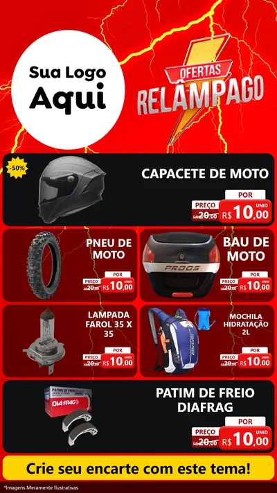 Modelo de TV para TV Vertical com o tema Ofertas Relâmpago para Moto peças
