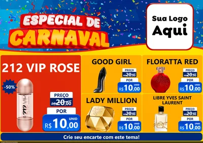 Modelo de Encarte para Encarte A4 Horizontal com o tema Especial de Carnaval para Perfumes