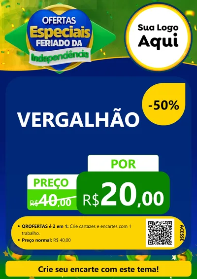 Modelo de Cartaz para Cartaz A4 Vertical com o tema Ofertas Especiais Feriado da Independência para Ferragens