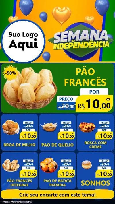 Modelo de Rede Social para Stories com o tema Semana da Independência para Padaria
