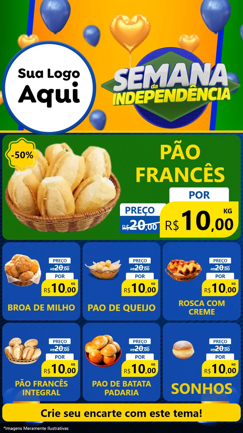 Modelo de Rede Social para Stories com o tema Semana da Independência para Padaria