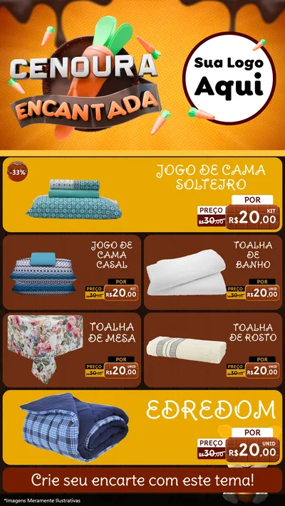 Modelo de TV para TV Vertical com o tema Cenoura Encantada - Páscoa para Cama, Mesa e Banho