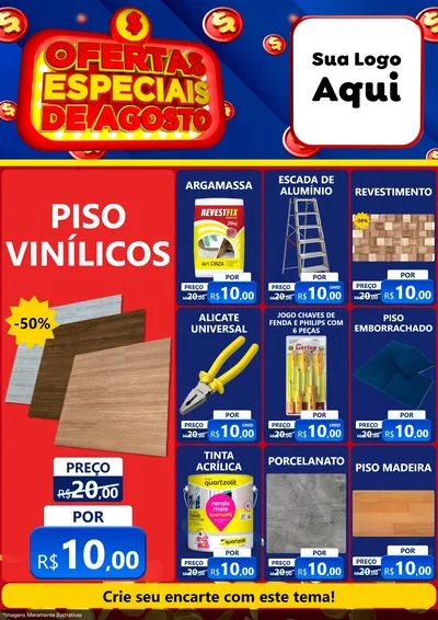 Modelo de Encarte para Encarte A4 Vertical com o tema Ofertas Especiais de Agosto para Material para Construção