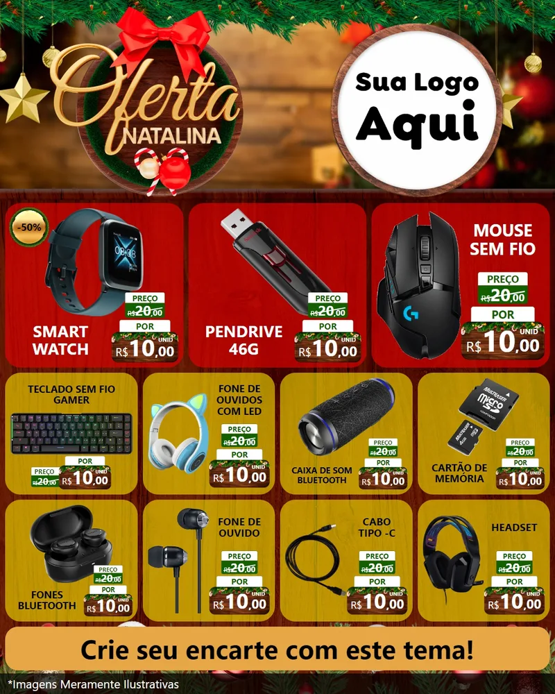 Modelo de Rede Social para Feed Instagram com o tema Ofertas Natalina para Informática