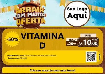 Modelo de Cartaz para Cartaz A4 Horizontal com o tema Ofertas de São João - Junina para Farmácia