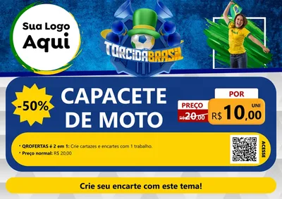Modelo de Cartaz para Cartaz A4 Horizontal com o tema Torcida Brasil - Copa para Moto peças