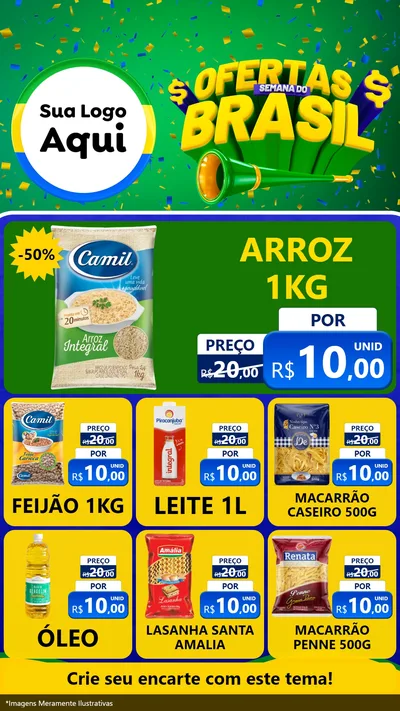 Modelo de Rede Social para Stories com o tema Ofertas Semana do Brasil para Supermercado