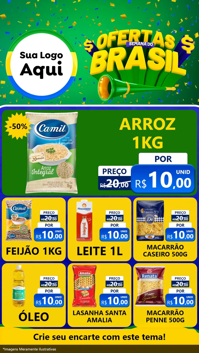 Modelo de Rede Social para Stories com o tema Ofertas Semana do Brasil para Supermercado