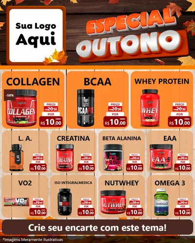 Modelo de Rede Social para Feed Instagram com o tema Especial Outono para Suplementos alimentares