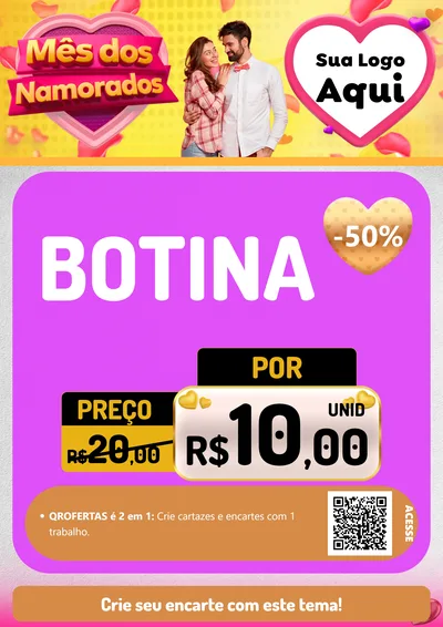 Modelo de Cartaz para Cartaz A4 Vertical com o tema Mês dos Namorados para Agropecuária