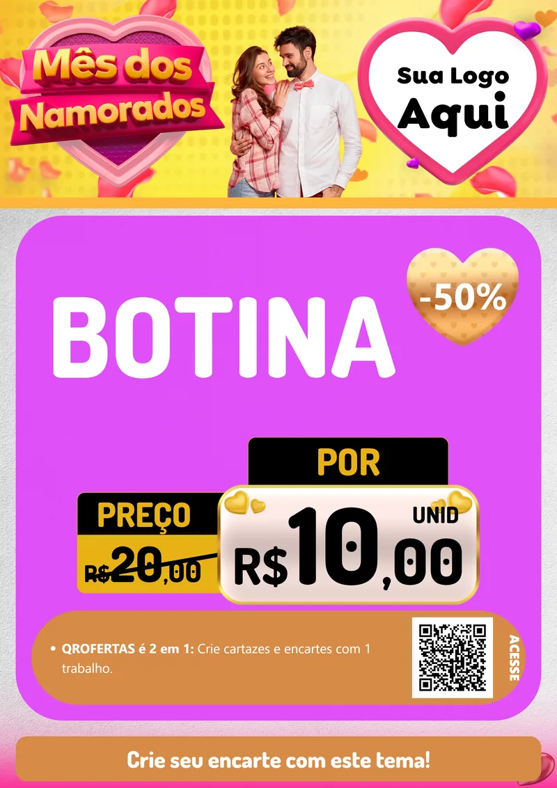 Modelo de Cartaz para Cartaz A4 Vertical com o tema Mês dos Namorados para Agropecuária