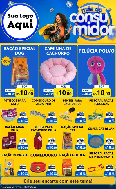 Modelo de Encarte para Encarte Grande com o tema Mês do Consumidor para Pet Shop