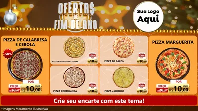 Modelo de TV para TV Horizontal com o tema Ofertas de Fim de Ano para Pizzaria
