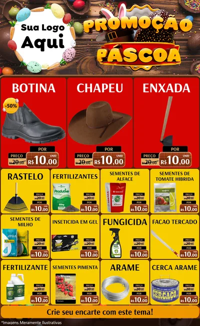 Modelo de Encarte para Encarte Grande com o tema Promoção Páscoa para Agropecuária