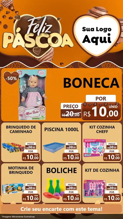 Modelo de Rede Social para Stories com o tema Feliz Páscoa para Brinquedos