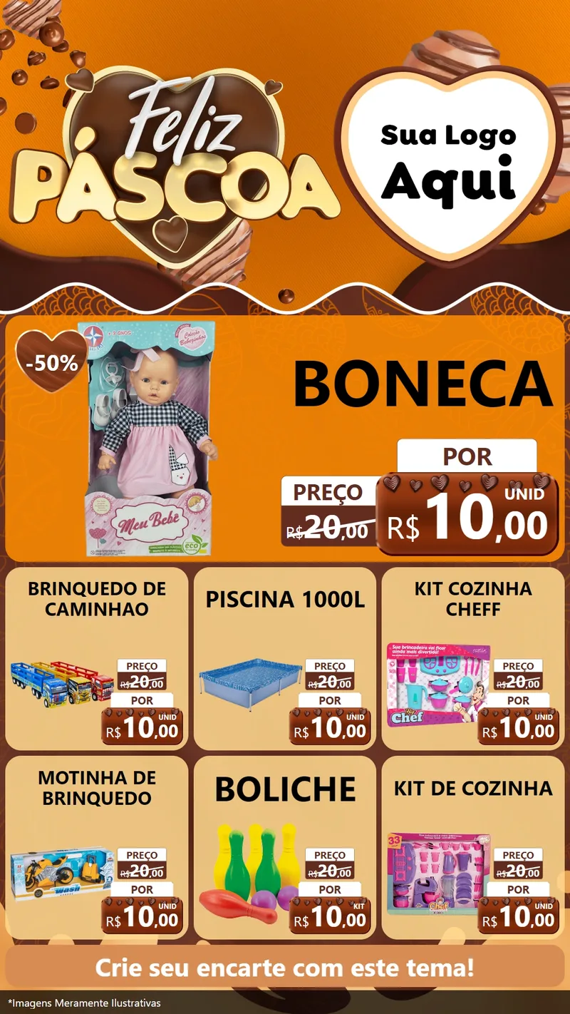 Modelo de Rede Social para Stories com o tema Feliz Páscoa para Brinquedos