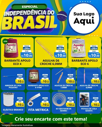 Modelo de Rede Social para Feed Instagram com o tema Especial Independência do Brasil para Armarinho e Aviamentos