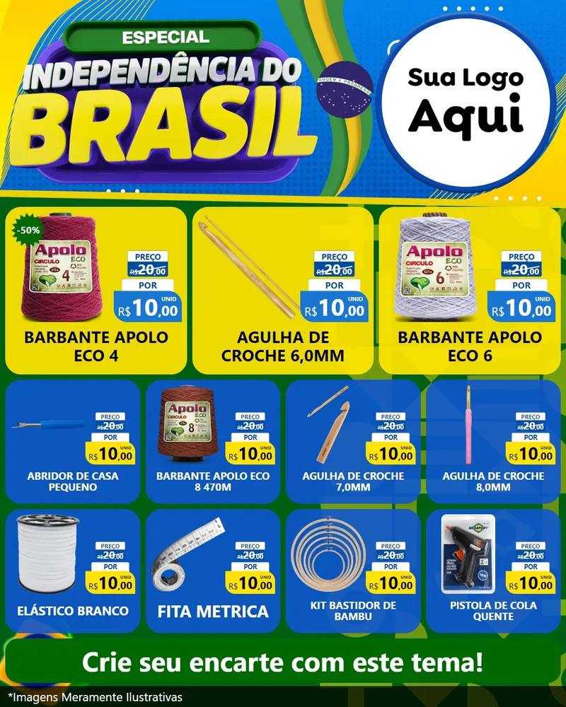 Modelo de Rede Social para Feed Instagram com o tema Especial Independência do Brasil para Armarinho e Aviamentos