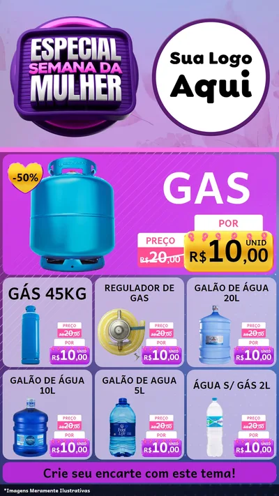 Modelo de Rede Social para Stories com o tema Especial Semana da Mulher para Água e gás