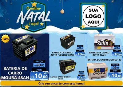 Modelo de Encarte para Encarte A4 Horizontal com o tema O Melhor Natal É Aqui! para Baterias Elétricas