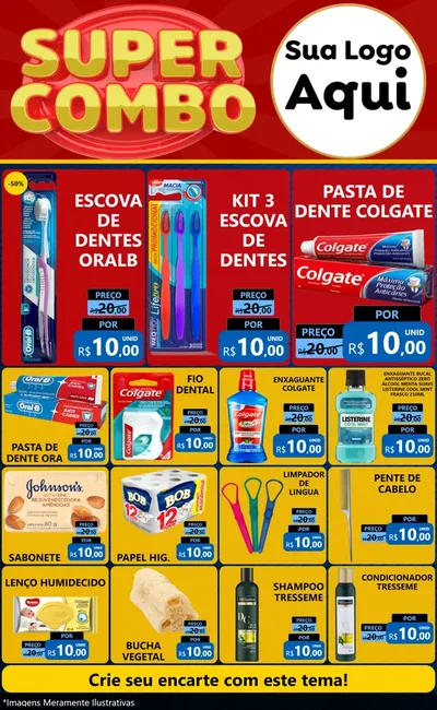 Modelo de Encarte para Encarte Grande com o tema Super Combo para Higiene Pessoal