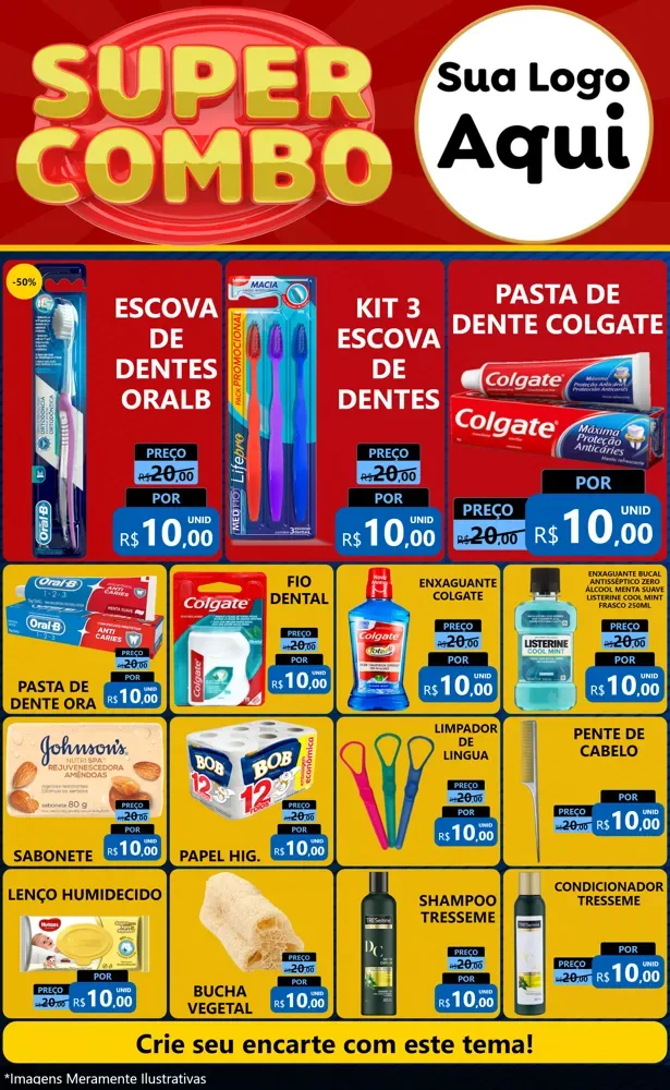 Modelo de Encarte para Encarte Grande com o tema Super Combo para Higiene Pessoal